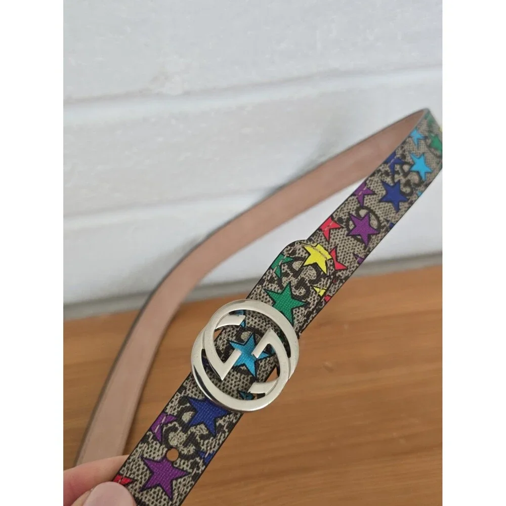 Gucci Kids' GG Supreme Star Print Belt Size L 6-8 Years 24